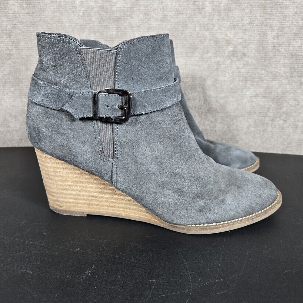 Blondo Ankle Boots Womens 10 Natalia Waterproof Wedge Heel Gray Suede Booties